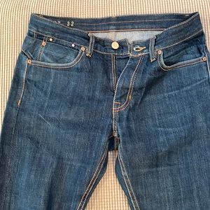 Men's dark denim from Brooklyn based Williamsburg Garment Company. Size 32